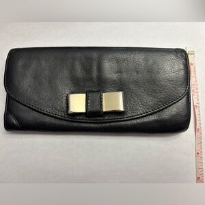 Chloe Black Leather Clutch with Silver Detail